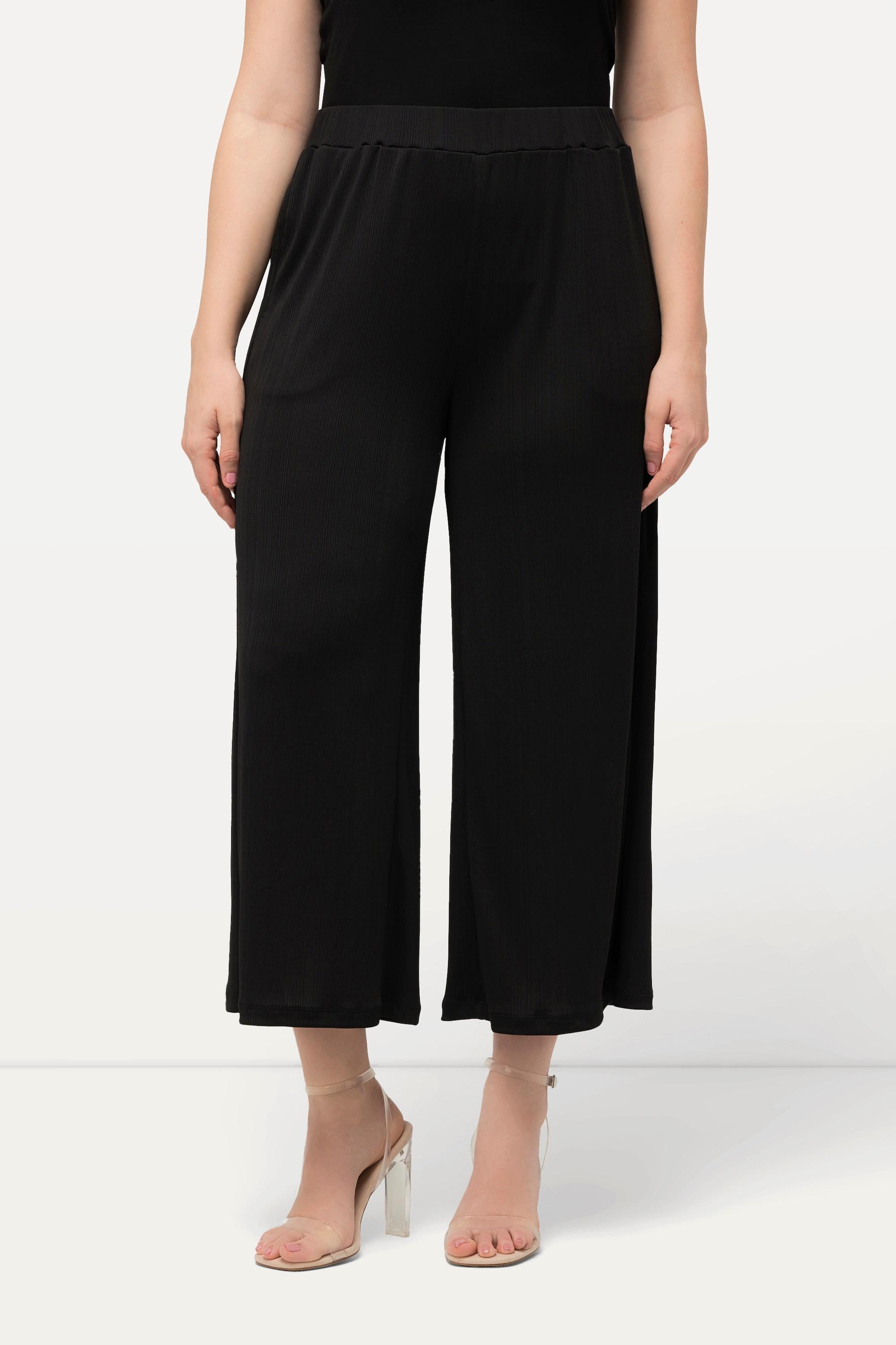 Ulla Popken  Culottes in tessuto operato lunghe fino al polpaccio con taglio della gamba dritto e cintura elastica 