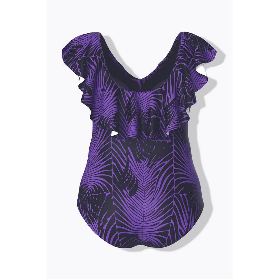 Ulla Popken Maillot de bain Imprimé Serpent Bonnets Souples Volant Recyclé  