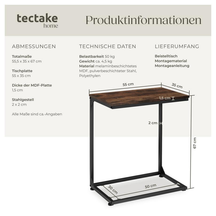 Tectake Table d'appoint CARDIFF style industriel  