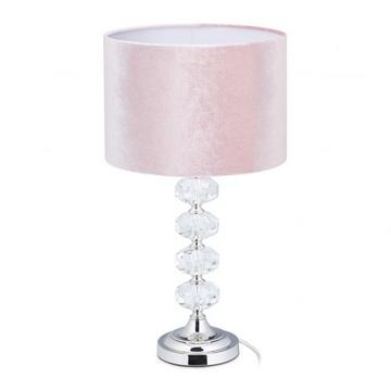 Lampe de table en cristal et velours rose