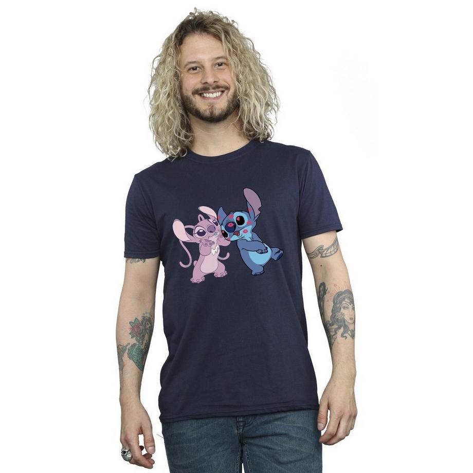 Disney T-shirt Stampa Grafica Stitch e Angel  