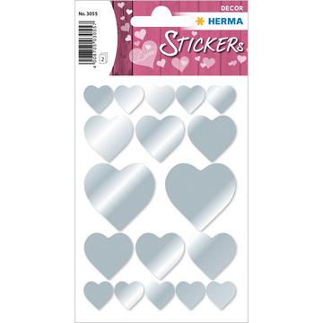 HERMA Hearts silver sticker decorativi Carta Argento Permanente 36 pz