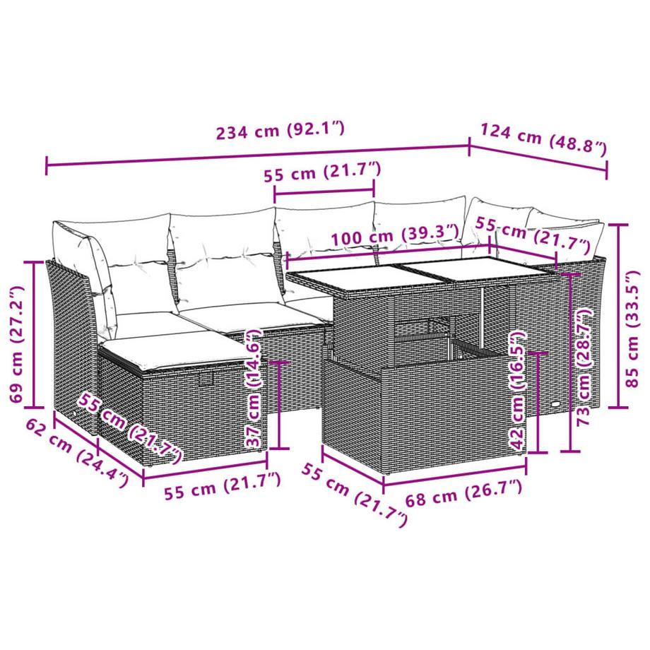 VidaXL set divano da giardino Polirattan  