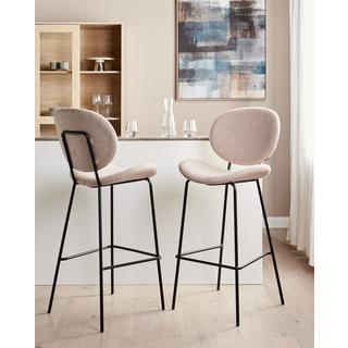 Beliani Lot de 2 chaises de bar en Bouclé Traditionnel LUANA  