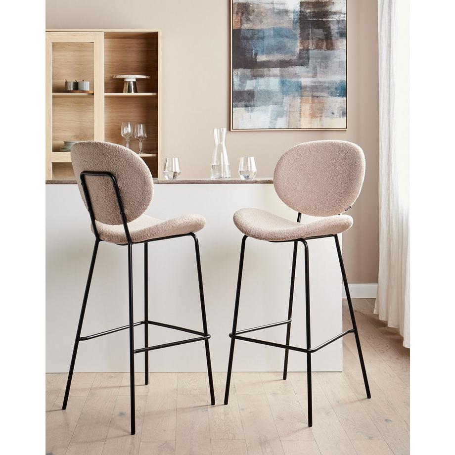 Beliani Lot de 2 chaises de bar en Bouclé Traditionnel LUANA  
