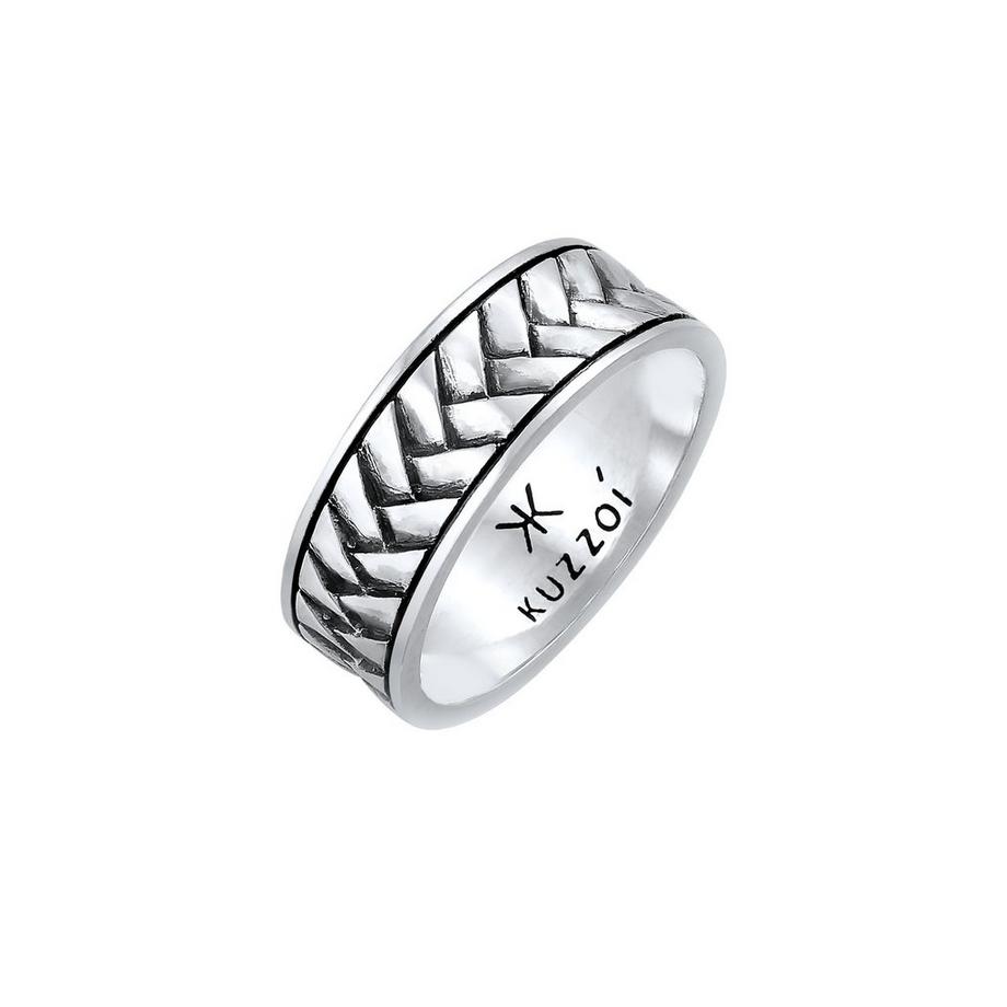 Bague Herren Bandring Fischgräten Vintage 925 Silber