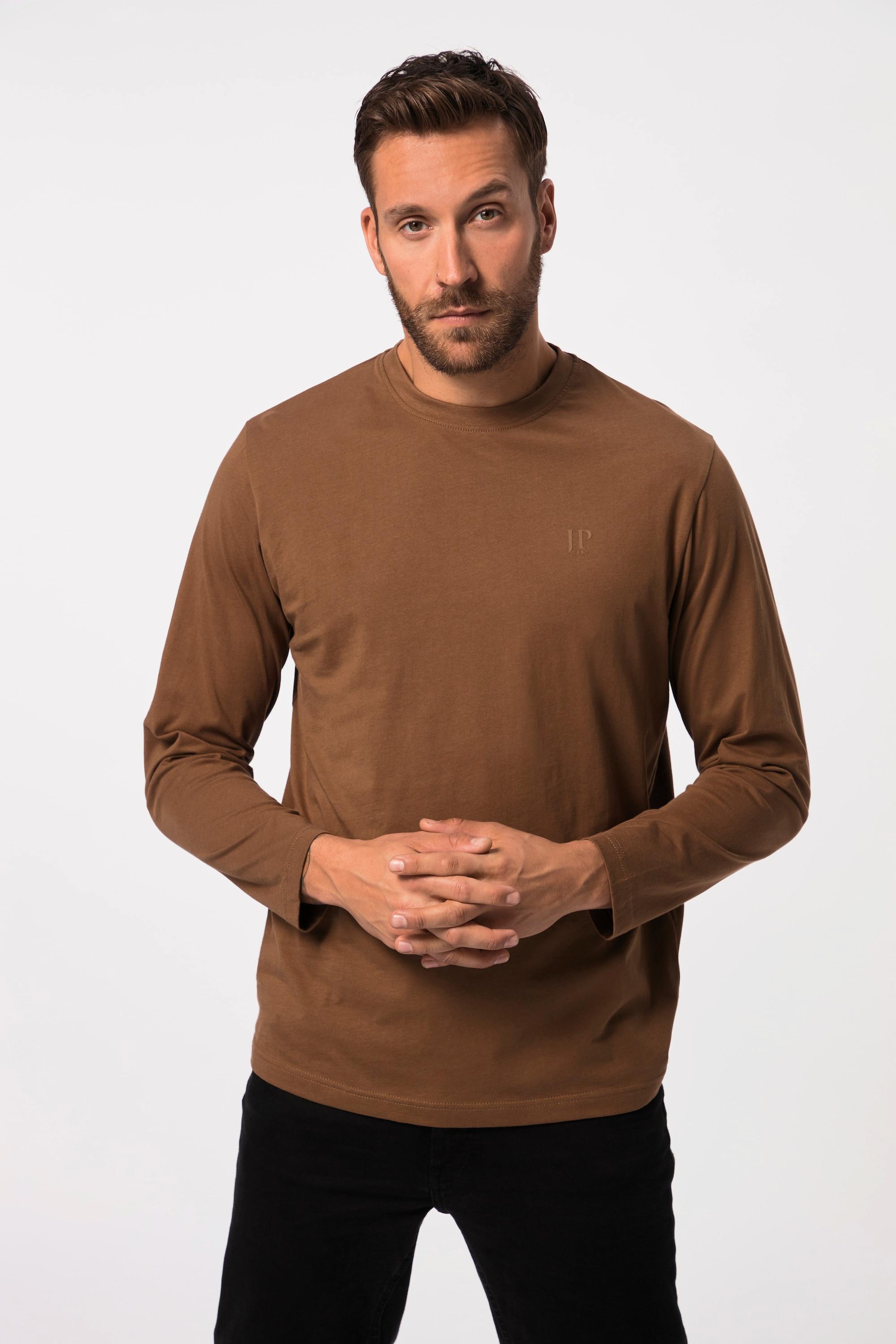 JP1880  Maglia basic a maniche lunghe marrone ramato 