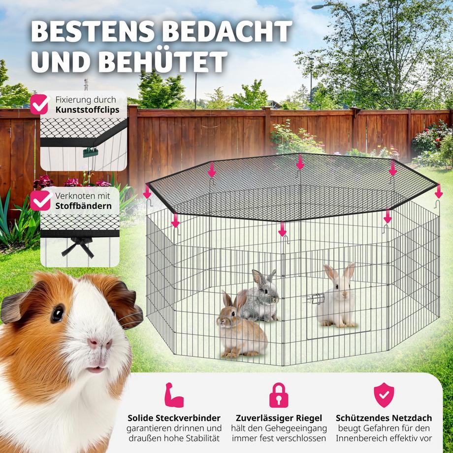Tectake  Freilaufgehege Hopper aus 8 Gitterelementen inklusive Sicherheitsnetz 