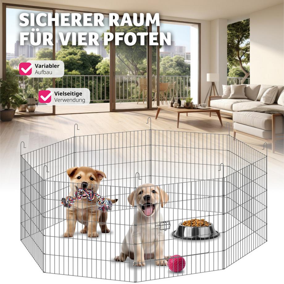 Tectake  Freilaufgehege Hopper aus 8 Gitterelementen inklusive Sicherheitsnetz 