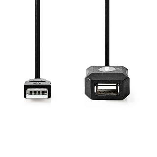 Nedis  Câble USB actif | USB 2.0 | USB-A mâle | USB-A femelle | 480 Mbps | 5.00 m | Rond | Nickelé | PVC | Cuivre | Etiquette 