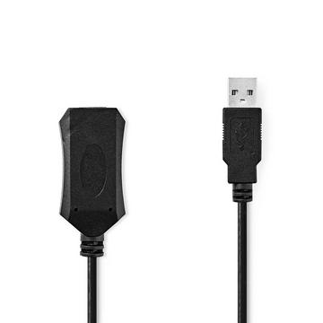 Aktives USB-Kabel | USB 2.0 | USB-A Stecker | USB-A Buchse | 480 Mbps | 5,00 m | Rund | Vernickelt | PVC | Kupfer | Etikett