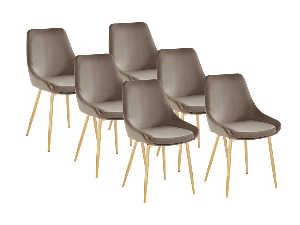 Vente-unique Lot de 6 chaises MASURIE Velours métal doré  