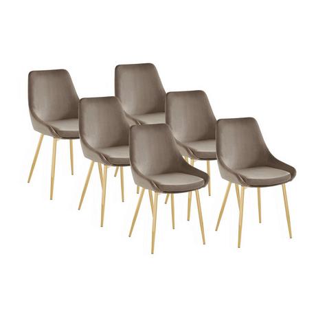 Vente-unique Lot de 6 chaises MASURIE Velours métal doré  