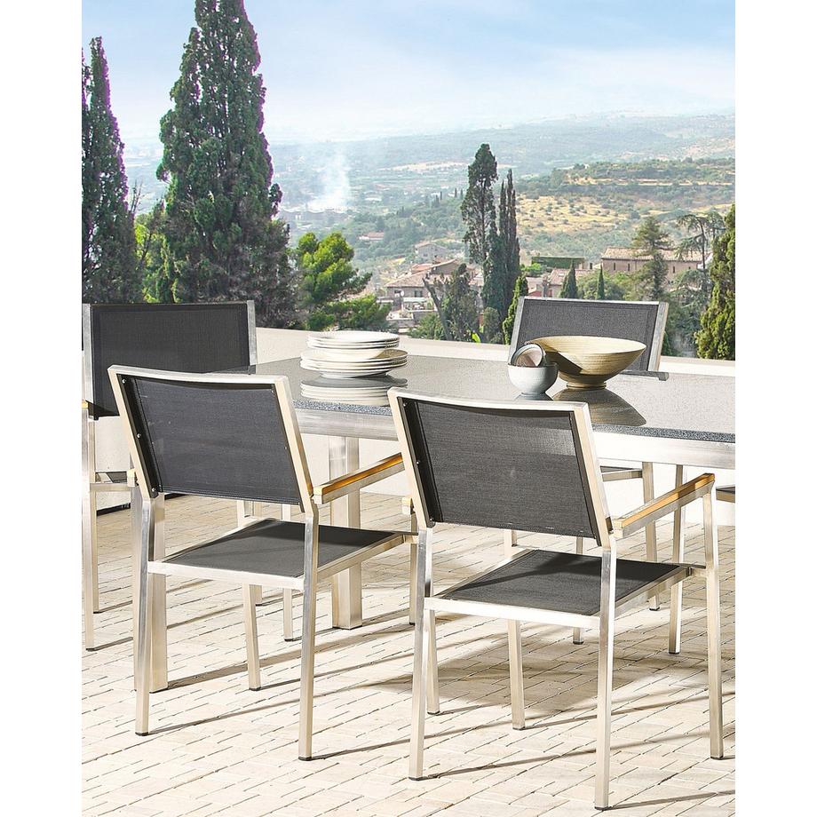 Beliani Set di 4 sedie da giardino en Acciaio inox Moderno GROSSETO  