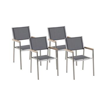 Lot de 4 chaises en Acier inox Moderne GROSSETO