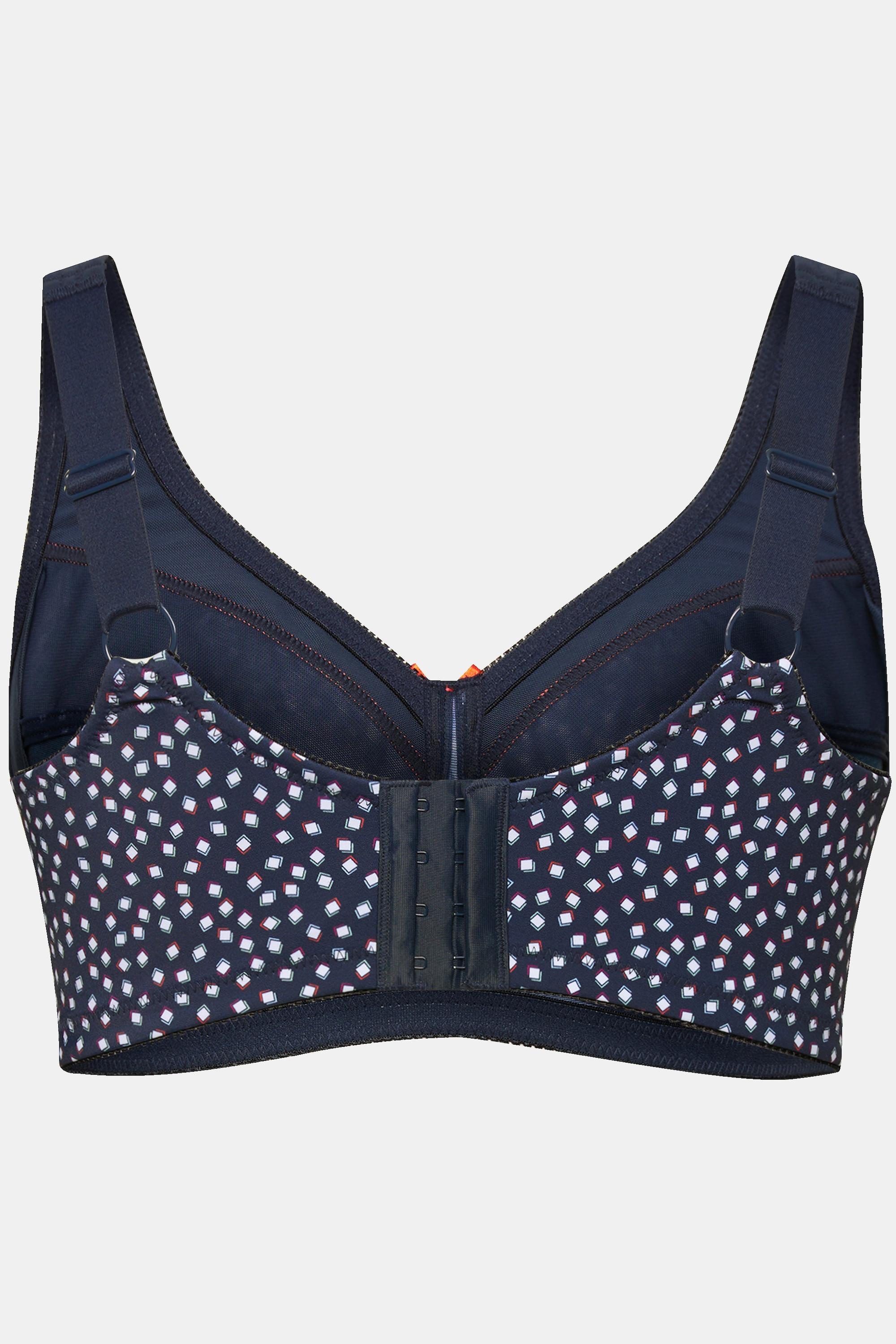 Ulla Popken  Soutien-gorge de maintien sans armatures, imprimé rétro - bonnet C-F 