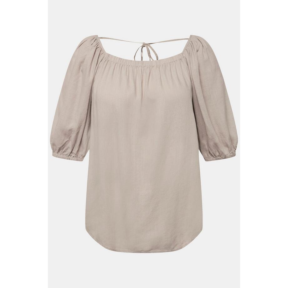 Ulla Popken Tunique Lin Mélangé Ligne A Encolure Carrée Manches Courtes  