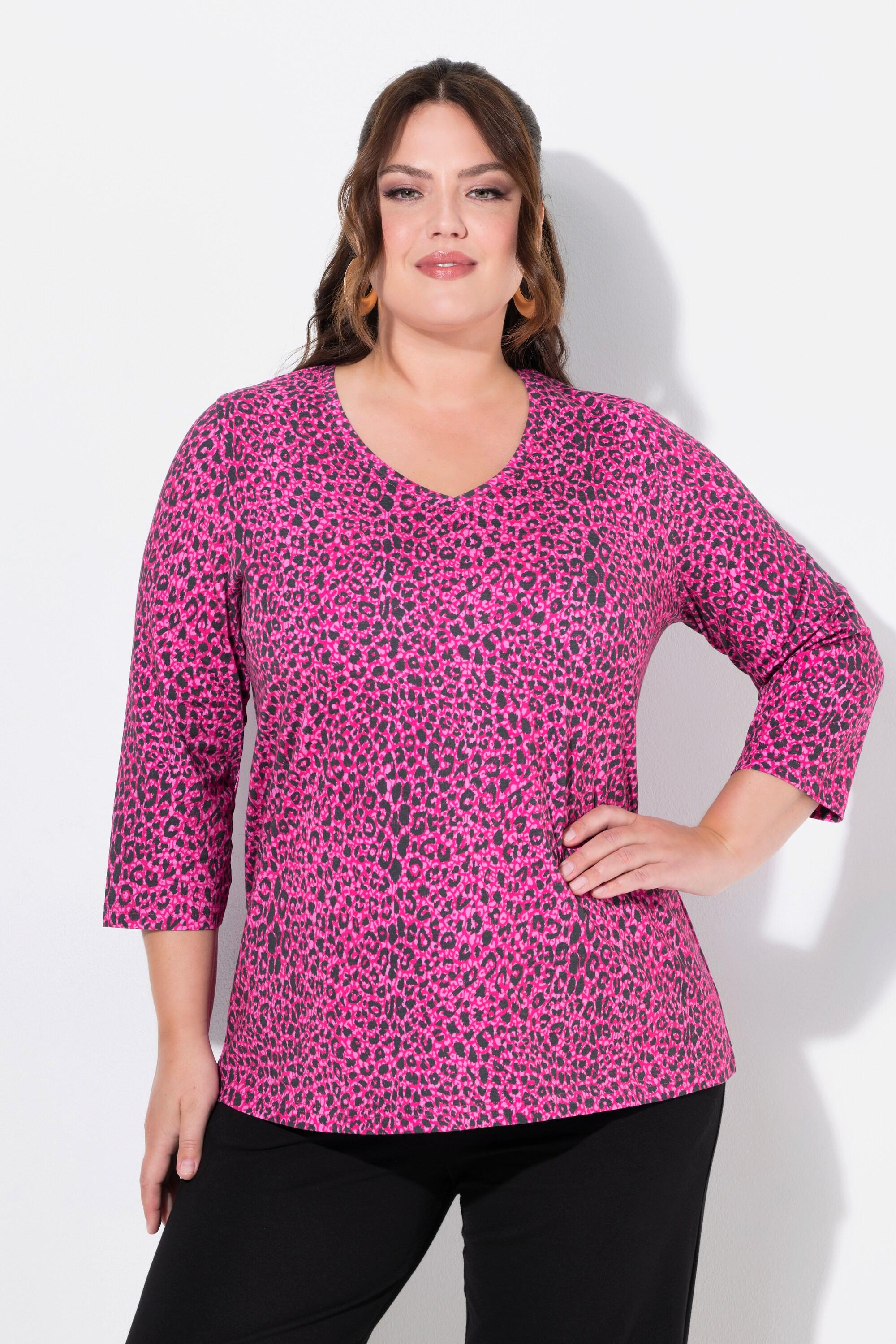 Ulla Popken  Longshirt, A-Linie, V-Ausschnitt, 3/4-Arm 