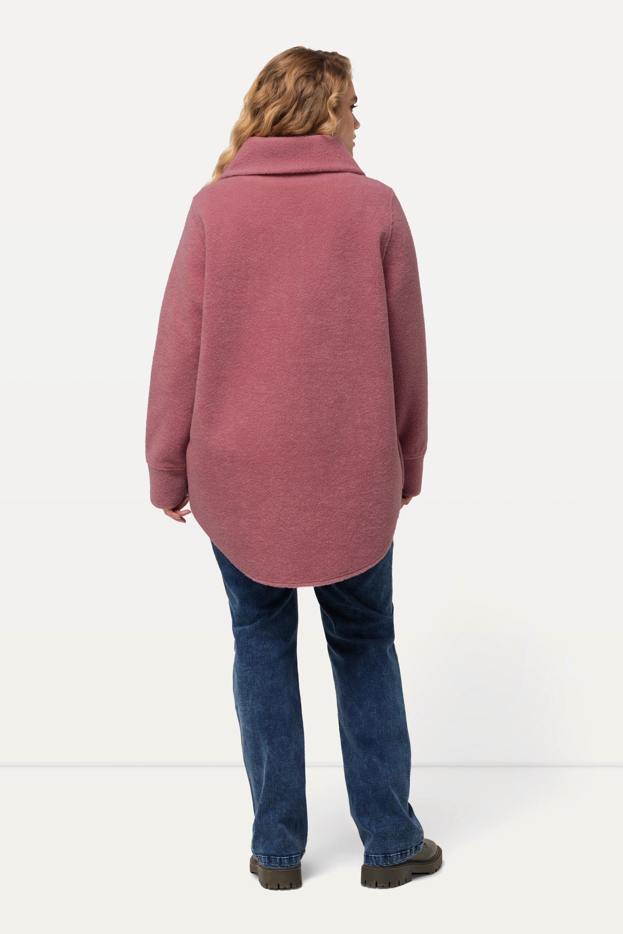 Ulla Popken  Sweat-shirt en polaire à col montant et manches longues, fermeture à glissière - silhouette en A 