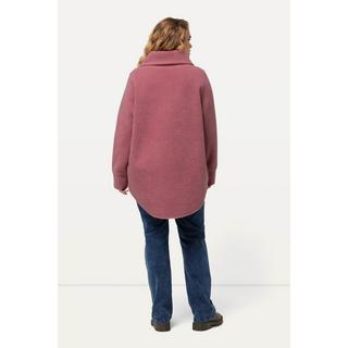 Ulla Popken  Sweat-shirt en polaire à col montant et manches longues, fermeture à glissière - silhouette en A 