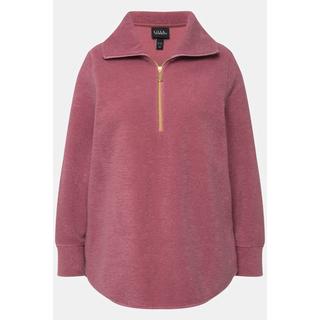 Ulla Popken  Sweat-shirt en polaire à col montant et manches longues, fermeture à glissière - silhouette en A 