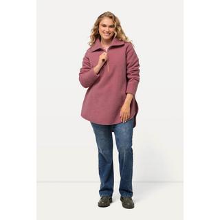 Ulla Popken  Sweat-shirt en polaire à col montant et manches longues, fermeture à glissière - silhouette en A 