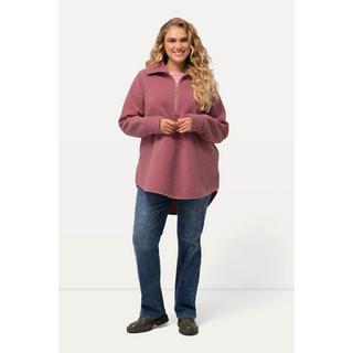 Ulla Popken  Sweat-shirt en polaire à col montant et manches longues, fermeture à glissière - silhouette en A 