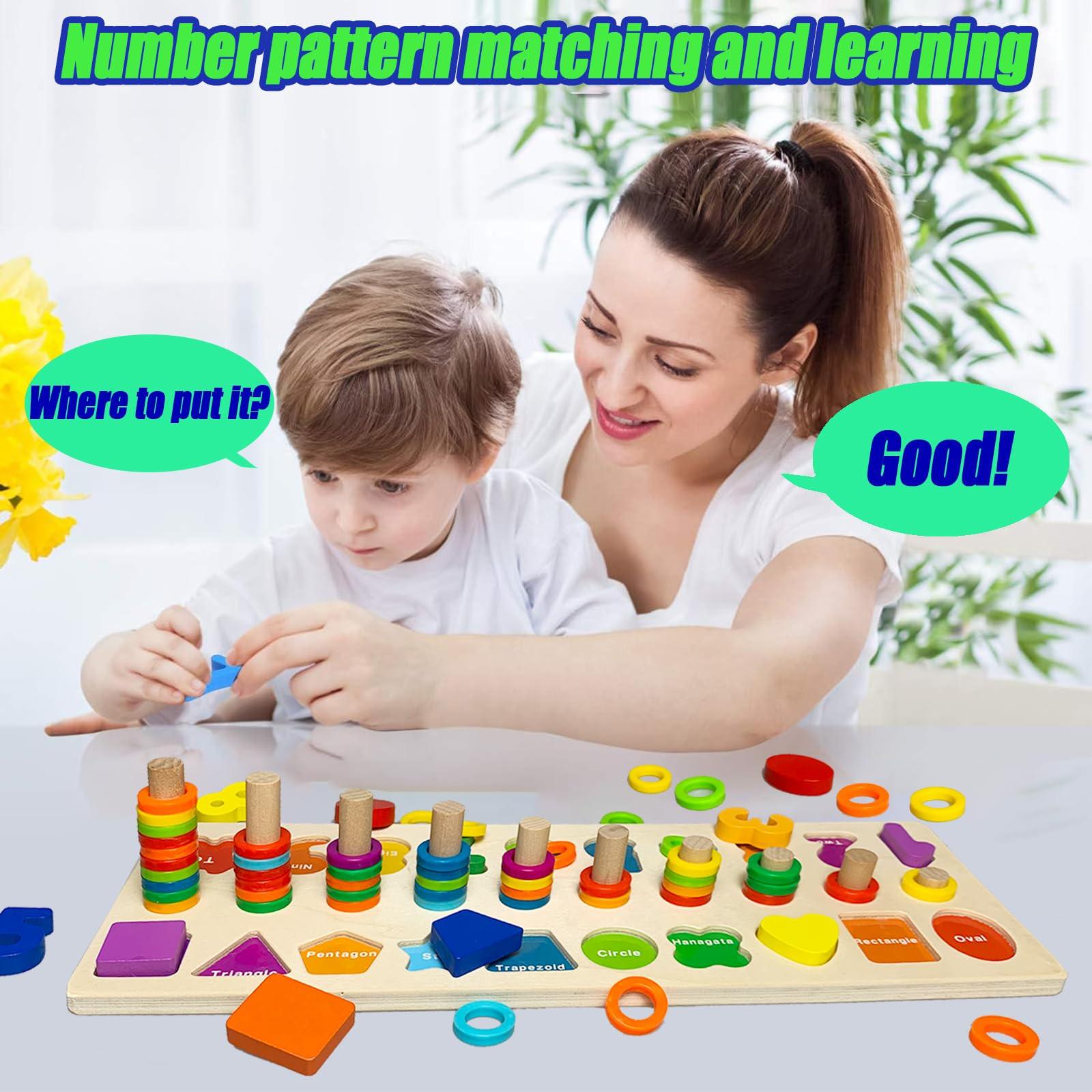 Activity-board  2 en 1 jouets éducatifs pour enfants, jeux de motricité, jeux de puzzle, blocs de bois, apprentissage des chiffres en bois 