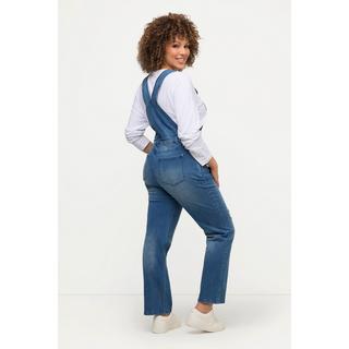 Ulla Popken  Jeans-Latzhose, ausgestelltes Bein, Destroy-Effekt 