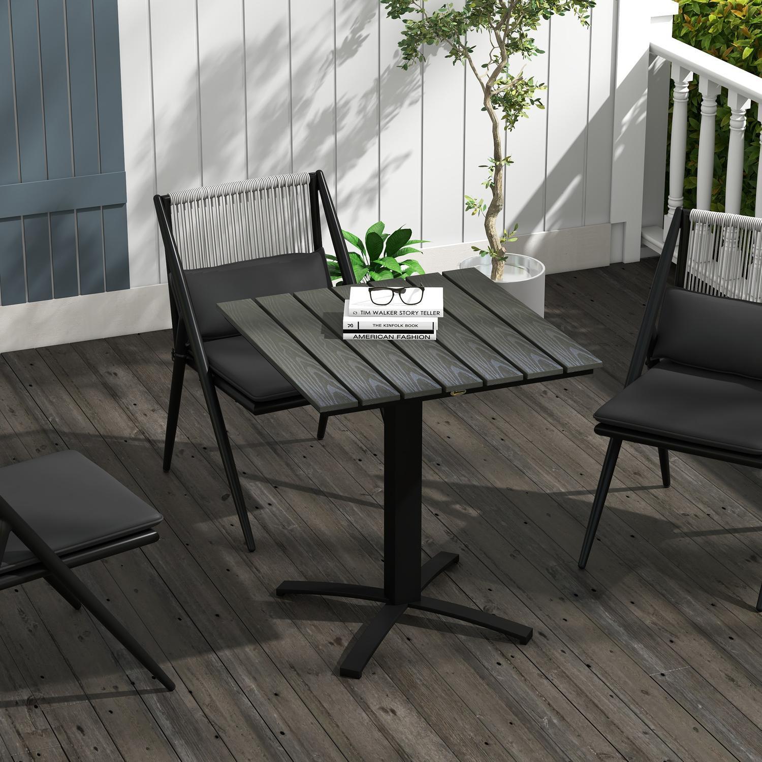 Northio Tavolo Da Giardino, Tavolo Da Pranzo Per 4 Persone, Tavolo Da Balcone Quadrato Con Aspetto Legno Per Terrazza, Alluminio, Grigio, 70 X 70 X 76 Cm  