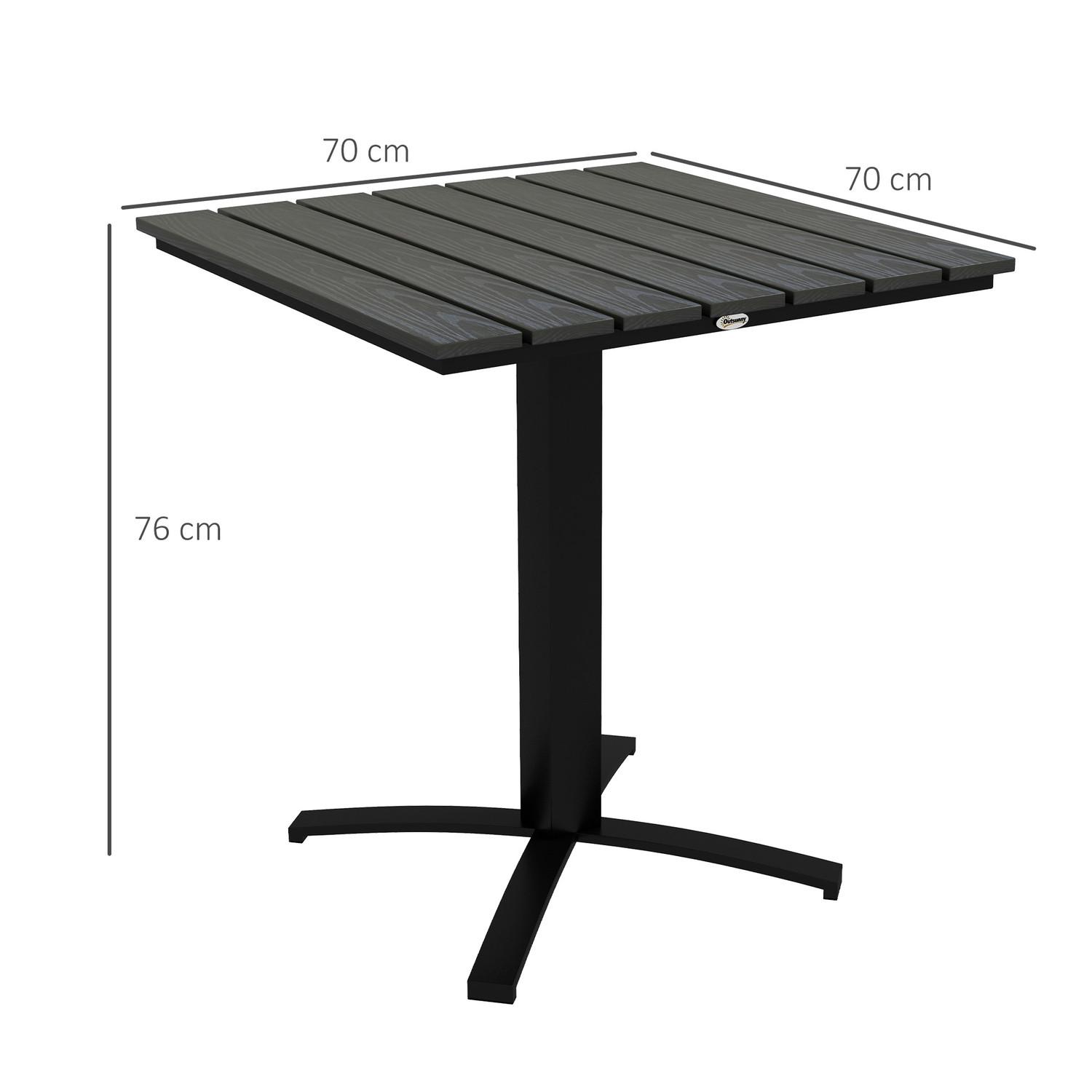 Northio Tavolo Da Giardino, Tavolo Da Pranzo Per 4 Persone, Tavolo Da Balcone Quadrato Con Aspetto Legno Per Terrazza, Alluminio, Grigio, 70 X 70 X 76 Cm  