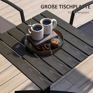 Northio Tavolo Da Giardino, Tavolo Da Pranzo Per 4 Persone, Tavolo Da Balcone Quadrato Con Aspetto Legno Per Terrazza, Alluminio, Grigio, 70 X 70 X 76 Cm  