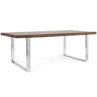 mutoni Table en bois massif avec verre Stanton 220x100  