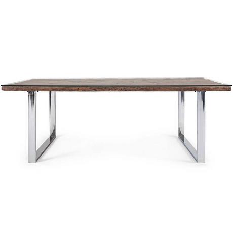 mutoni Table en bois massif avec verre Stanton 220x100  