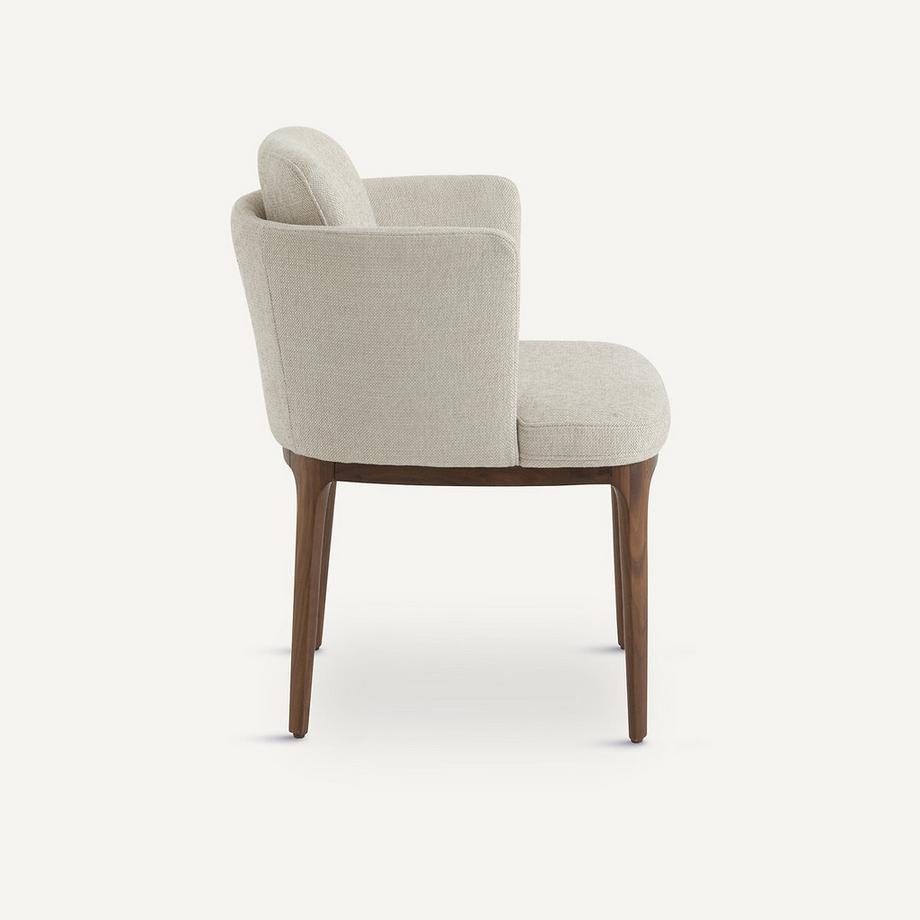 AM.PM Tischsessel mit Fussteil aus Nussbaumholz und Natté-Gewebe Jabote  