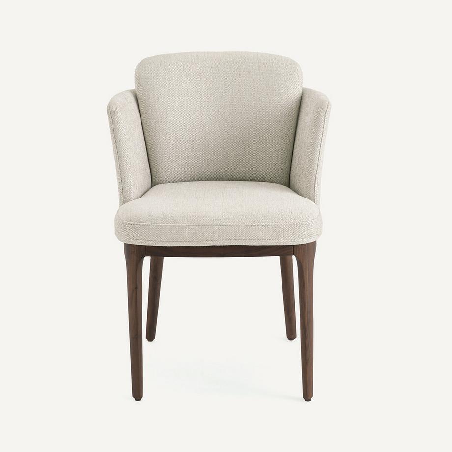 AM.PM Tischsessel mit Fussteil aus Nussbaumholz und Natté-Gewebe Jabote  