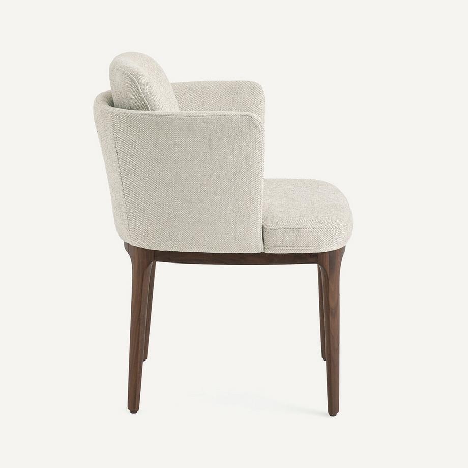 AM.PM Tischsessel mit Fussteil aus Nussbaumholz und Natté-Gewebe Jabote  