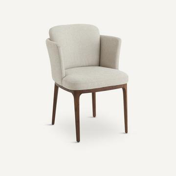 Fauteuil de table pied noyer et tissu natté Jabote
