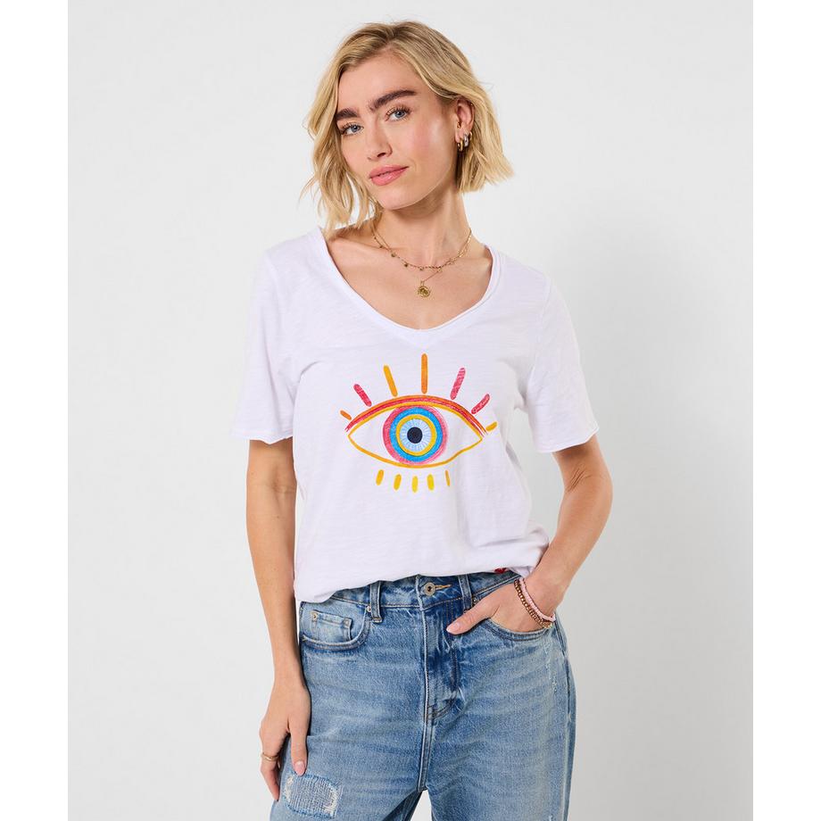 T-Shirt mit Augenmotiv