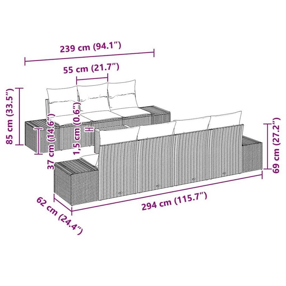 VidaXL Garten-sofa poly-rattan  