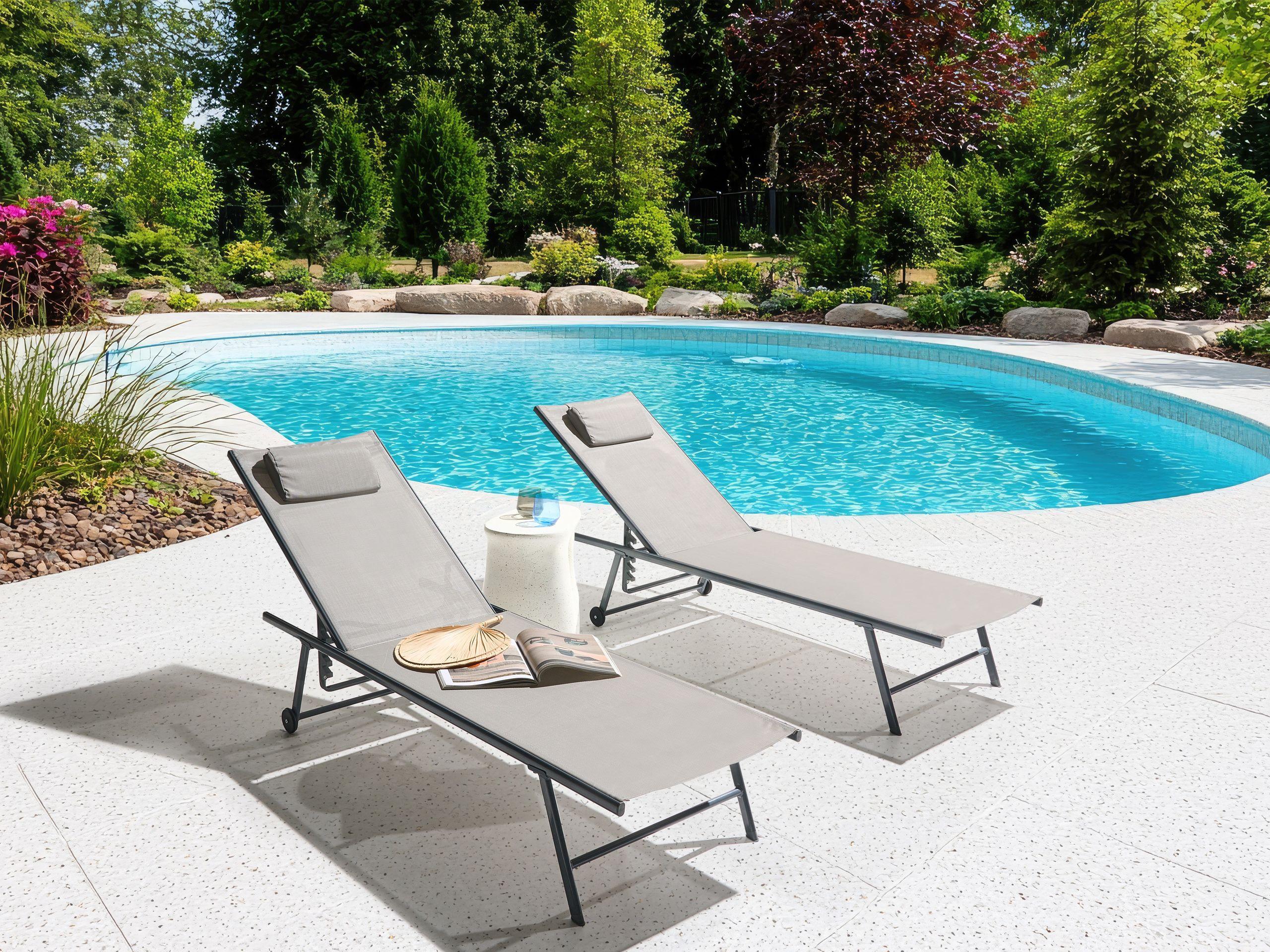 Beliani Gartenliege 2er Set aus Stahl Modern SORONI  