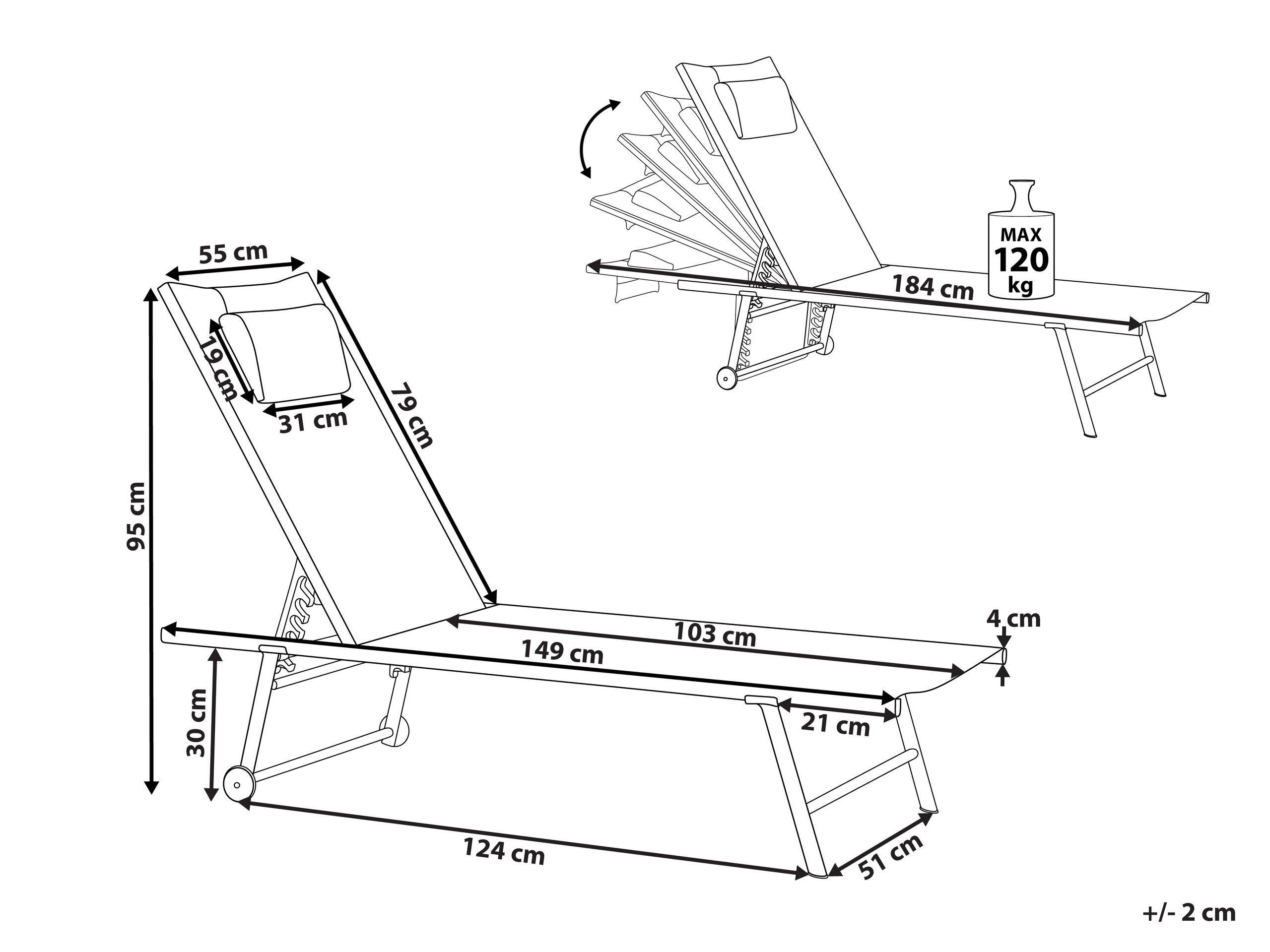 Beliani Gartenliege 2er Set aus Stahl Modern SORONI  
