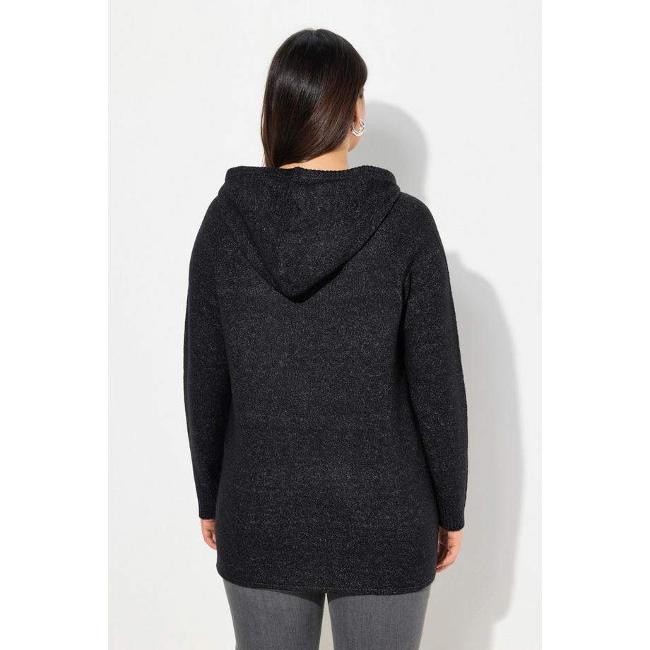 Ulla Popken Strick A-Linie Pailletten Hoodie Langarm  
