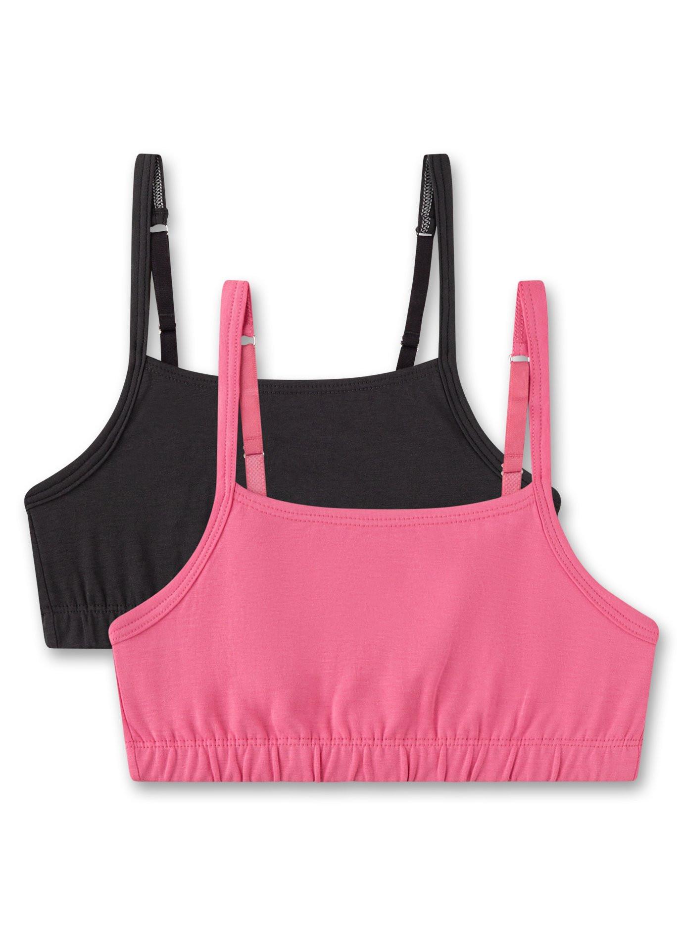 Sanetta  Mädchen-Bustier (Doppelpack) black & pink 