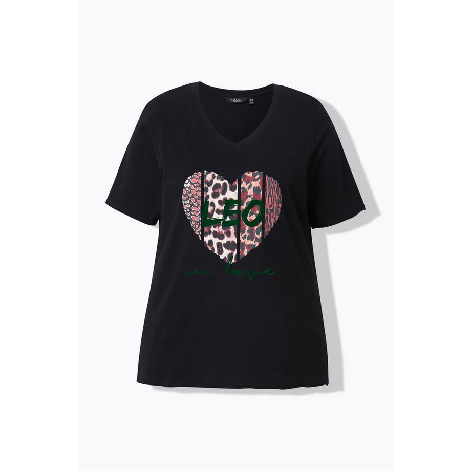 Ulla Popken Classic Leo Herz V-Ausschnitt Halbarm T-Shirt  