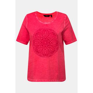 Ulla Popken  T-shirt Classic à col rond et manches courtes, motif mandala 