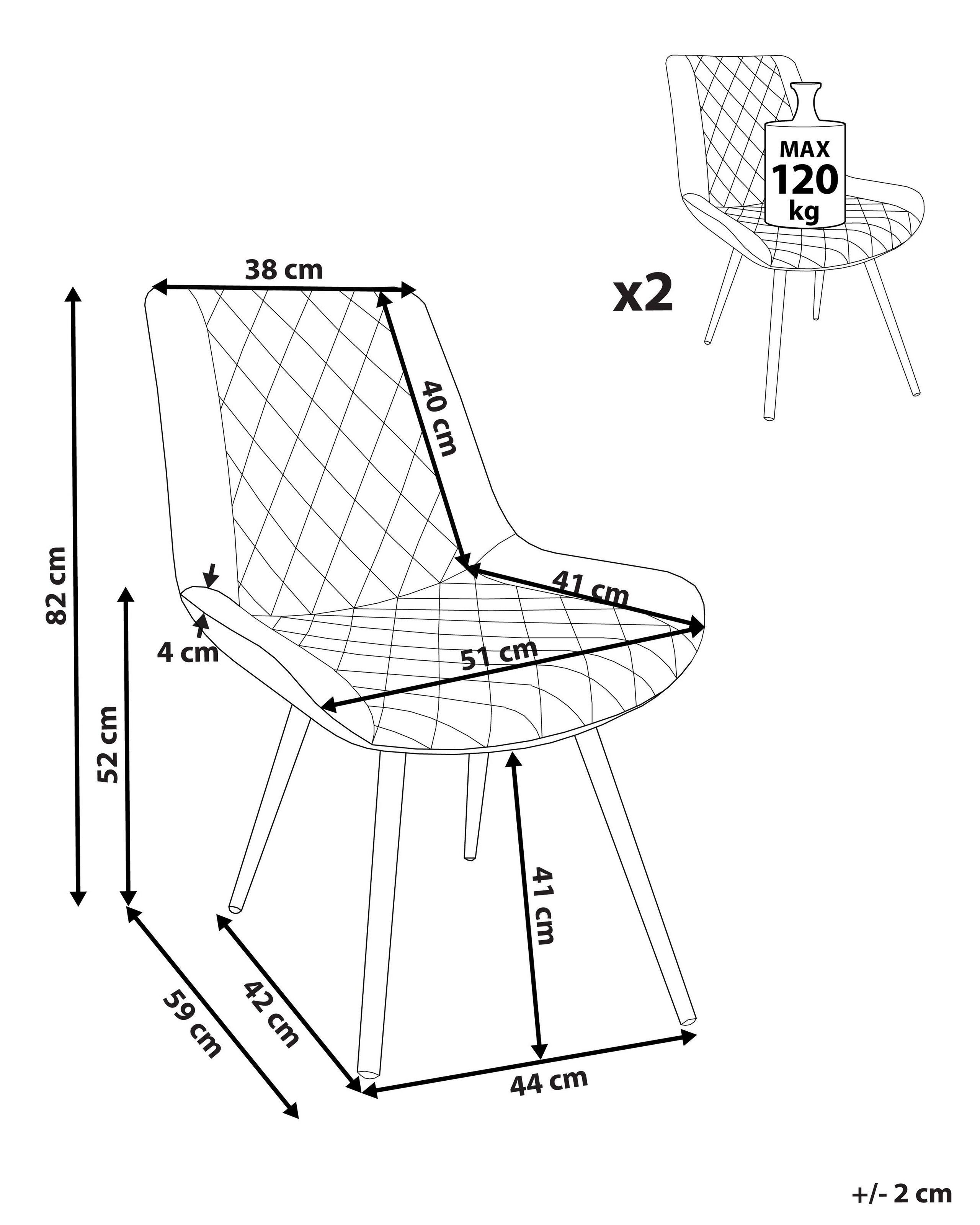 Beliani Set di 2 sedie da pranzo en Velluto Glamour MARIBEL  