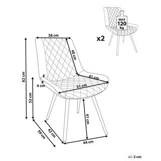 Beliani Set di 2 sedie da pranzo en Velluto Glamour MARIBEL  