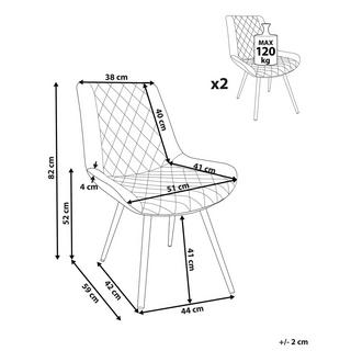 Beliani Esszimmerstuhl 2er Set aus Samtstoff Glamourös MARIBEL  