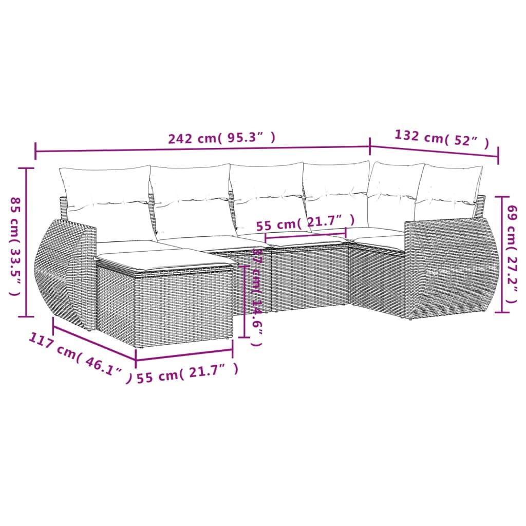 VidaXL set divano da giardino Polirattan  